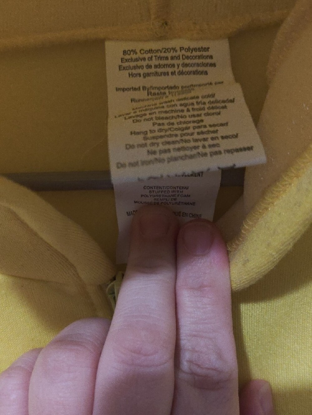 QRas Yellow Hooded Zip-Up Sweatshirt Banana Hood - Picture 2 of 8